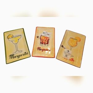 New Handpainted Ceramic Set of THREE SERVING PARTY TRAYS‎ BY LA TAVOLA